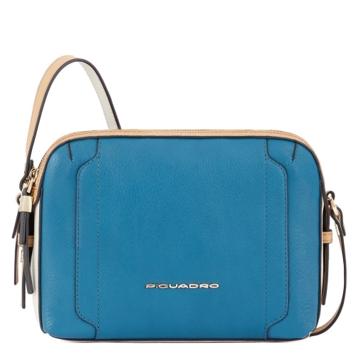 Женская сумка через плечо Piquadro BD4870W92/OTBE кожаная сине-бежевая Circle 23 x 17,5 x 9,5 см