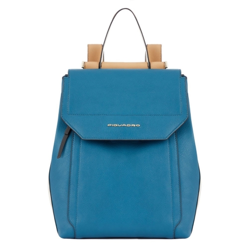 Женский кожаный рюкзак Piquadro CA4579W92/OTBE сине-бежевый Circle 32 x 25 x 16 см