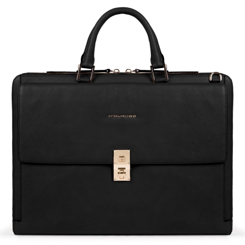 Женская кожаная сумка для ноутбука Piquadro CA5511DF/N черная Dafne 42 x 31 x 5 см